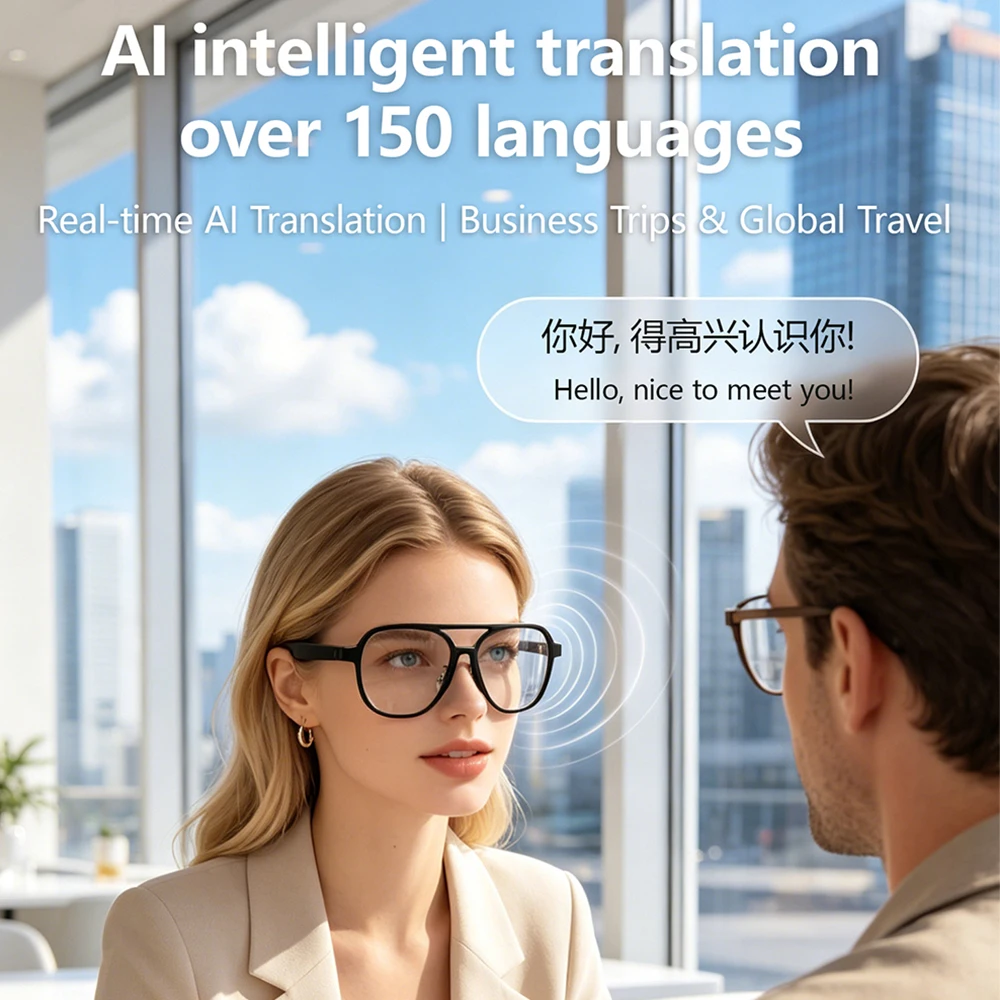 GM82 Smart Audio Glasses Hall Sensor AI Translate Touch UV400 Anti Blue Light Sunglasses Open Ear Headset Bluetooth Call Music