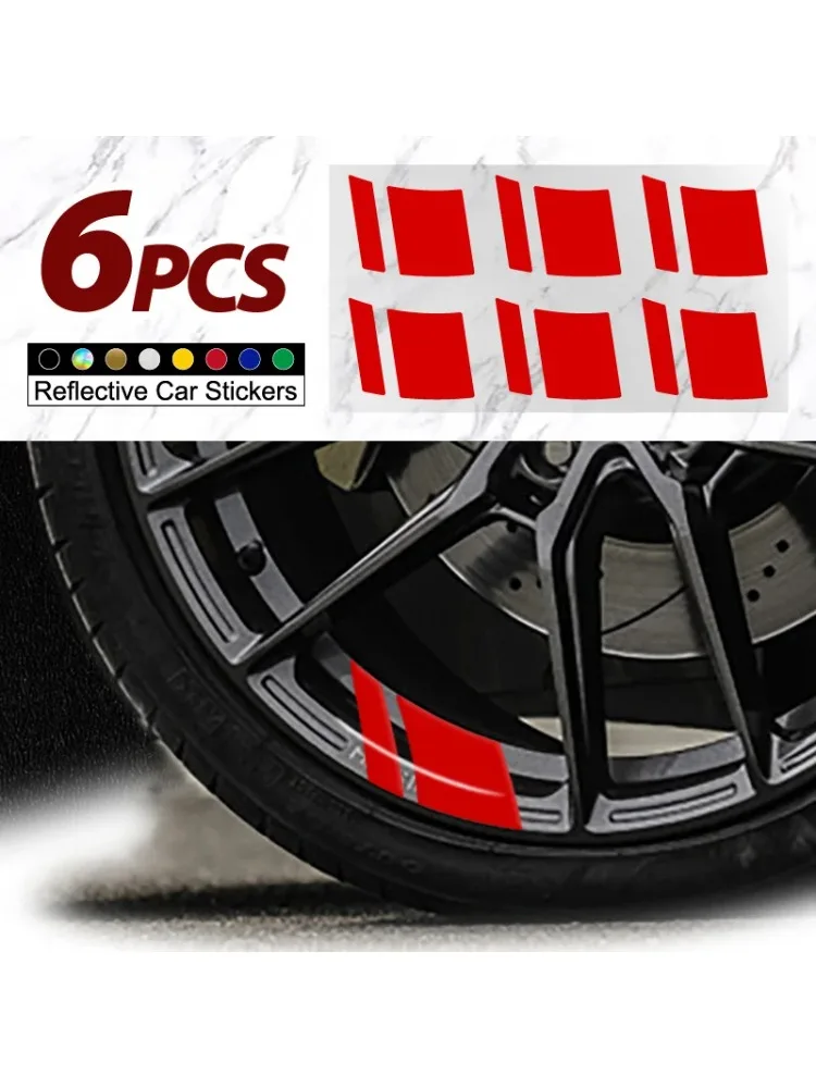 AliExpress NONE 6PCS Multi-Color Reflective Wheel Rim Stickers Waterproof Vinyl Decals for Car Motorcycle Bike Wheel Decor