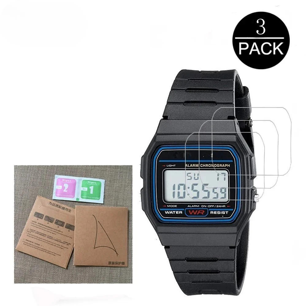 

3 шт., противоударная защитная пленка для ЖК-дисплея для умных часов Casio, мужская классическая F91W-1 W-217 F-105W, нано-взрывозащищенная защитная пленка для экрана
