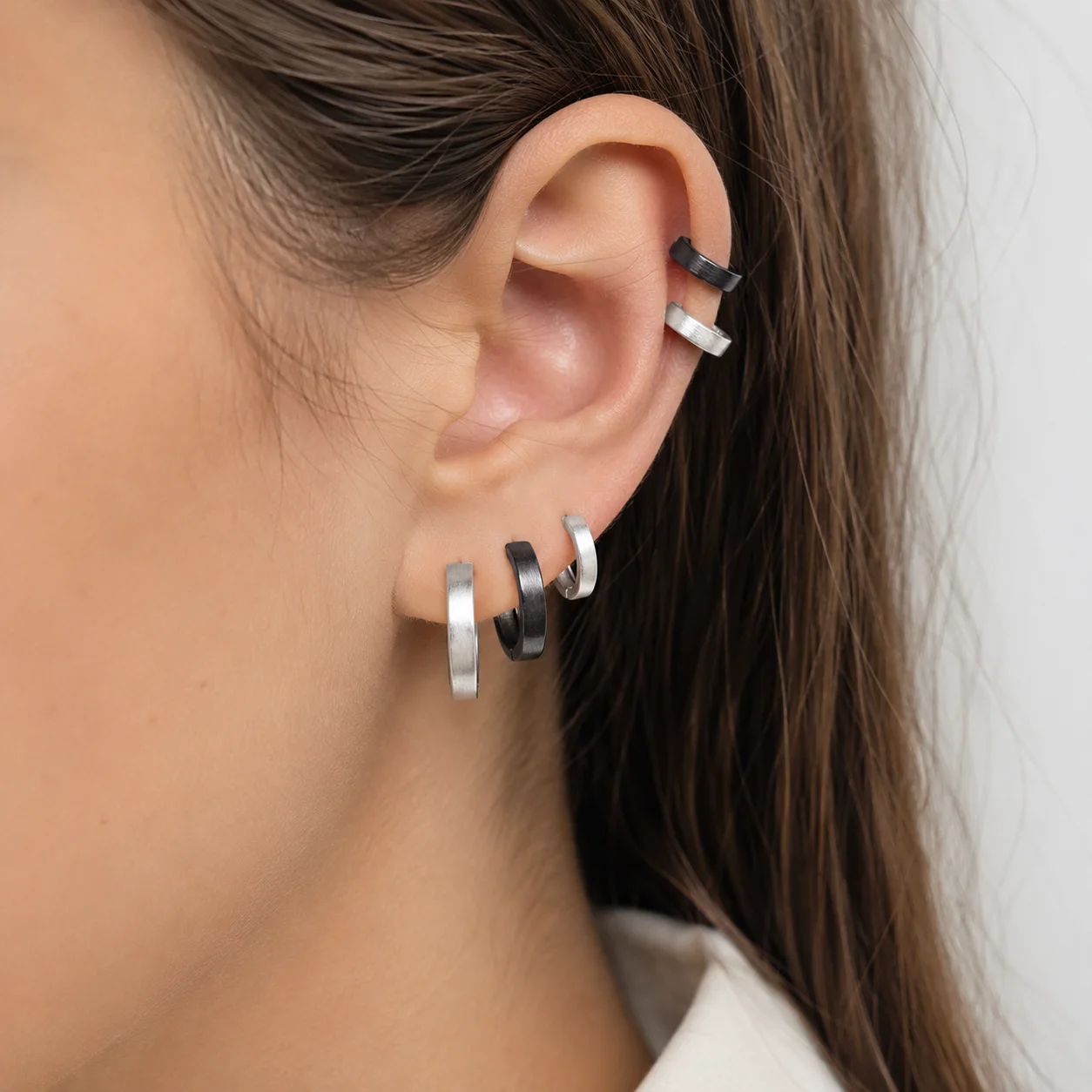 925 スターリングシルバーフープイヤリング女性男性用ブラッ - Statement Earrings Oversized のレビューと価格