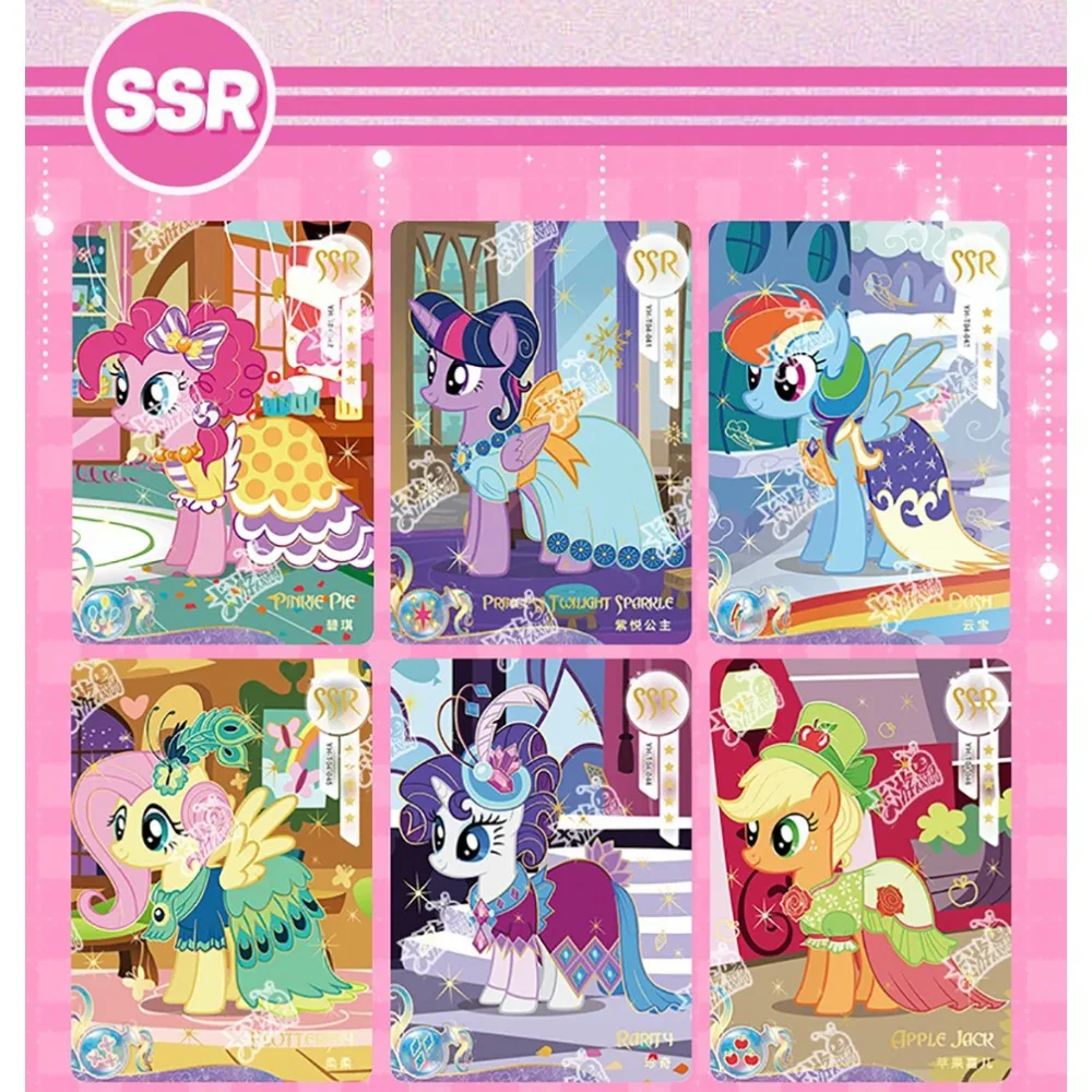 Coleção My Little Pony Cards para crianças, raro arco-íris sonhador, cartões de aquarela, requintado, passatempo festival presentes, atacado