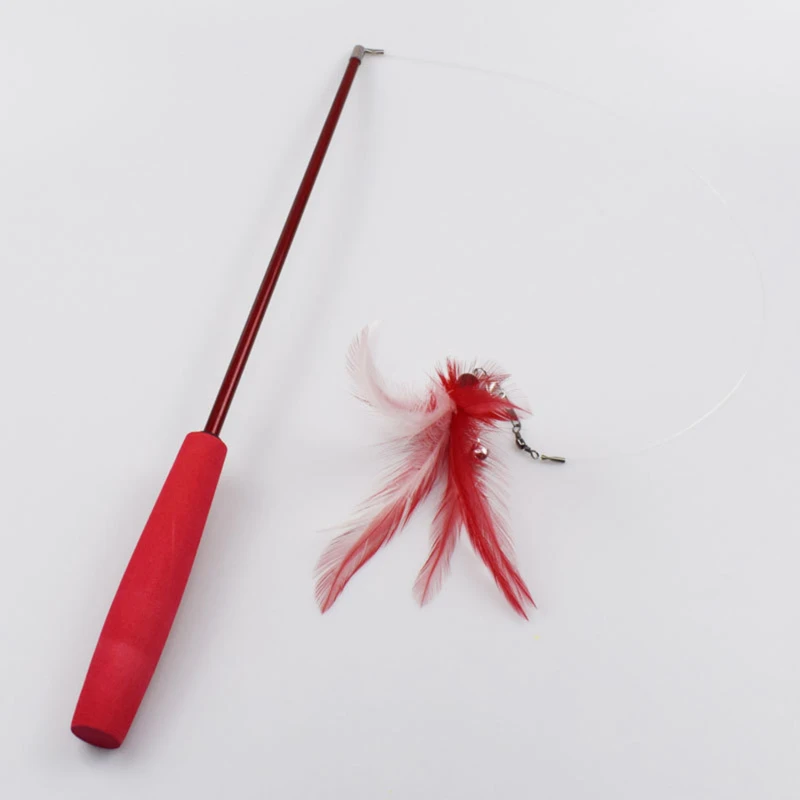Telescopic Three Section Simulation Fishing Rod Cat Teasing Wand Stick Toy Entertainment Kitten Play view 5