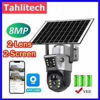 4K 8MP WiFi Solar Camera Dual Lens Dual Screen Battery CCTV Motion Detection Human Auto Tracking Surveillance Cameras V380