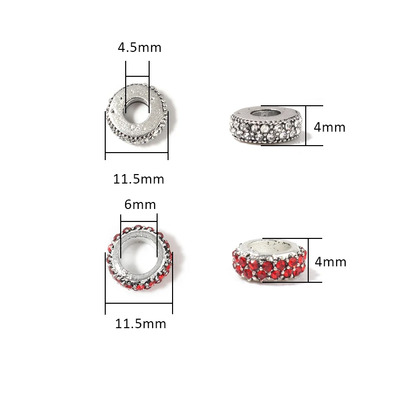 5-10Pcs/Lot Dia 11.5mm Metal Crystal Beads Rhinestone Rondelle Spacer Beads For Jewelry Making Bracelet Necklace DIY Accessories image 2