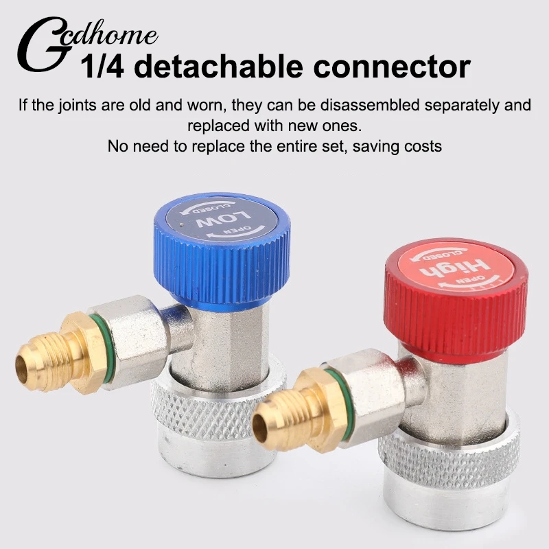 Freon R134a Cylinder Adapter Gas Injector Adjustable Low Connector Voltage Quick Release Hose Adapter Air Conditioning Installat