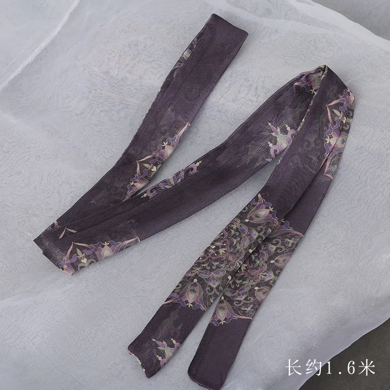 Chinese Style Hanfu Headwear Long Hair Ribbon Unisex Print Flower Bird Butterfly Hair Rope New Year Performance Hair Accessories