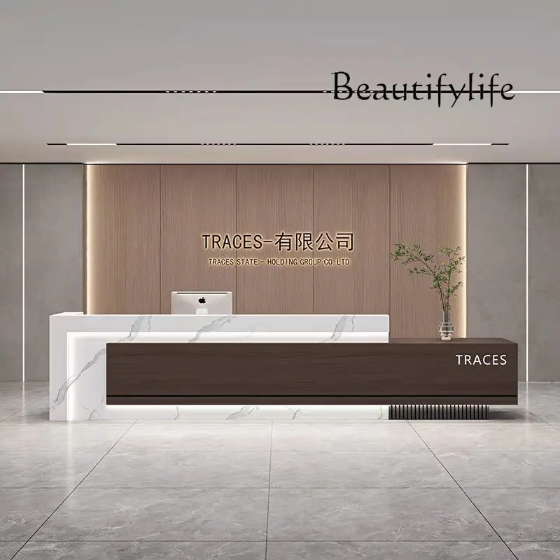 X Modern Simple Reception Desk Baking Paint Company Hotel Lobby Reception Cabinet Bar Checkout Page Rezeption Theke Furniture