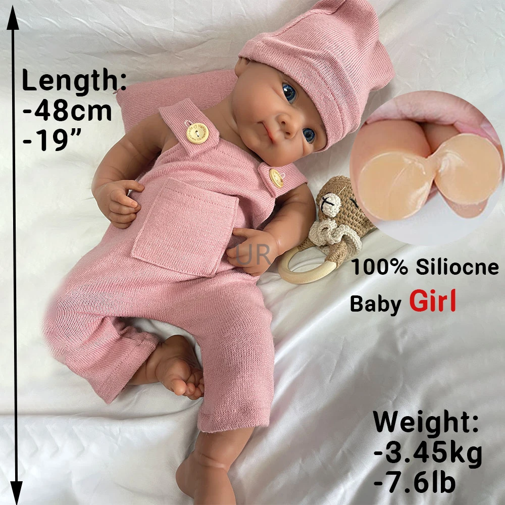 19Inch Full Body Soft Silicone Reborn Baby Girl Bettie Realistic Features Hand-Painted Newborn Doll for Collectors Kids Toy