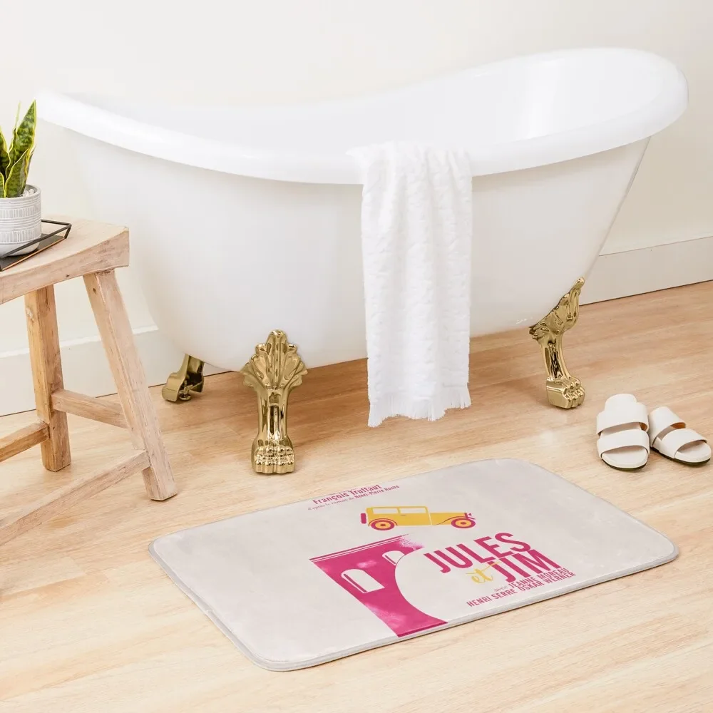 

Jules et Jim, minimalist movie poster forFranois Truffaut film with Jeanne Moreau (french new wave cinema) Bath Mat