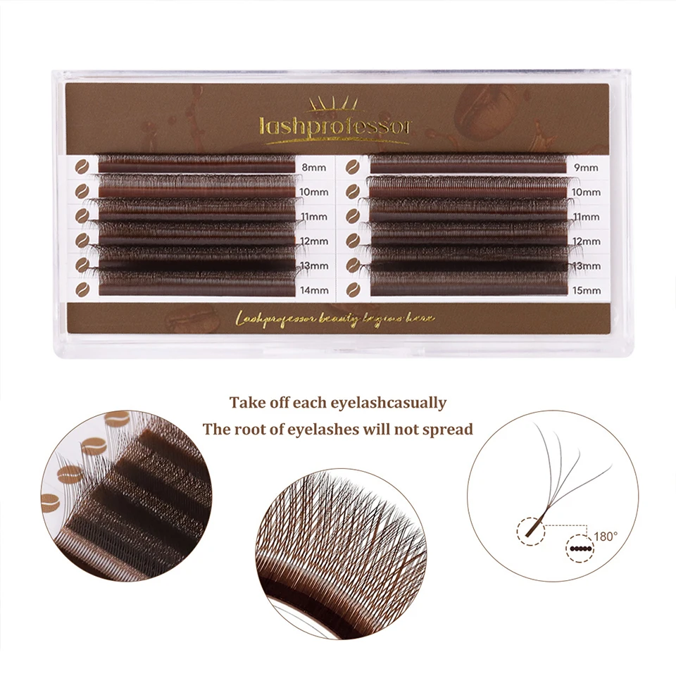 

Brown W Shape Eyelash Extensions 2D 3D 4D 5D Clover Lashes Bloom Automatic Flowering Premade Fans Natural Soft Individual Lashes
