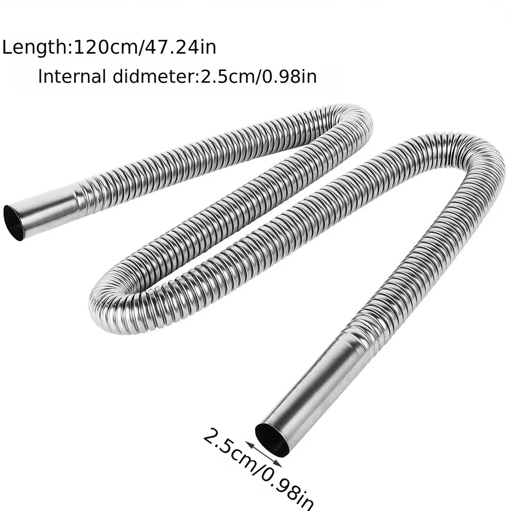 Exhaust pipe 120/200CM stainless steel flexible exhaust hose with 2pcs exhaust clamp car generator air diesel parking heater