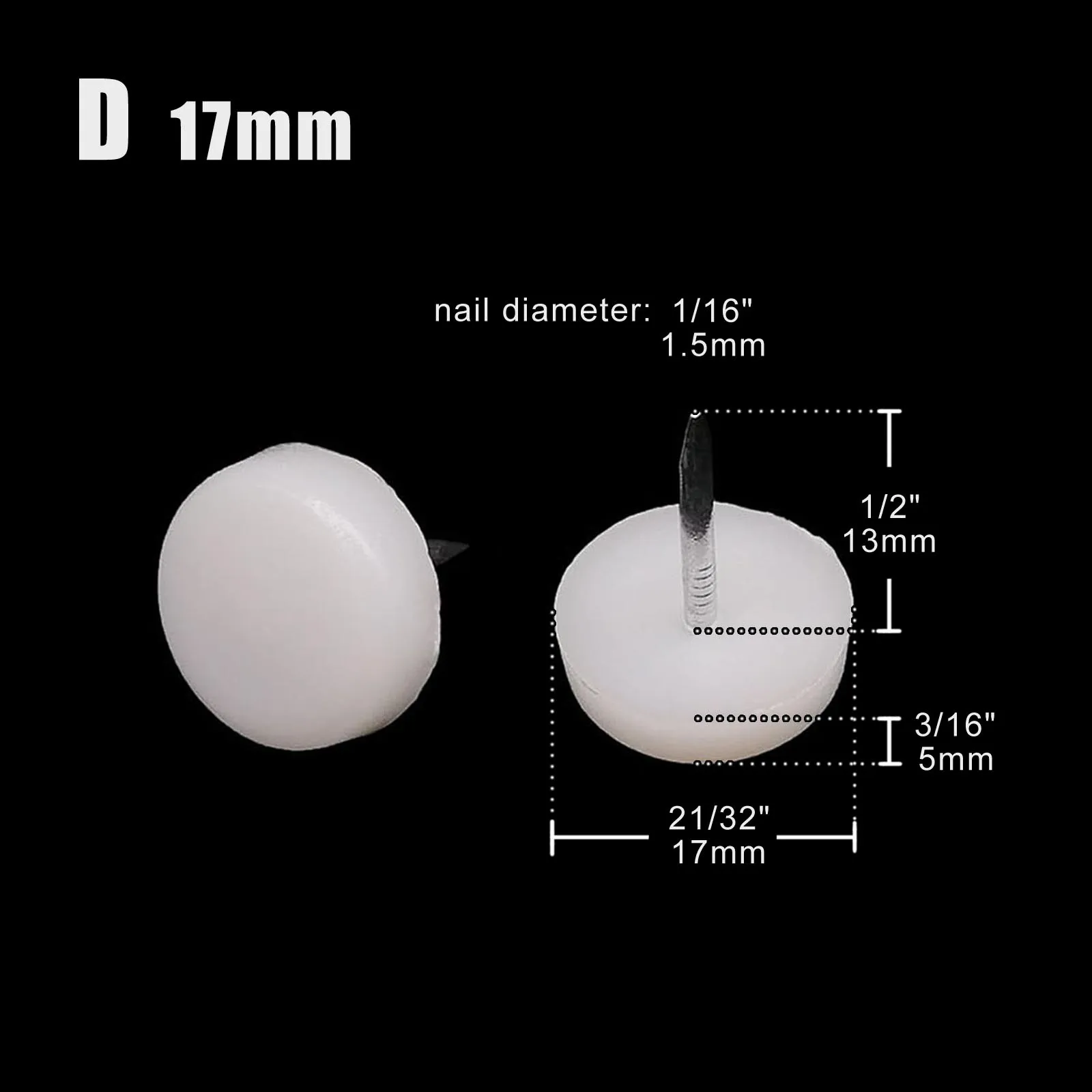 4/32 Stück Möbel Stuhl Tischbein unten Füße Glide Slide Decke Holzbodenschutz stumm kein Lärm Nagel auf 16/20/24/28/30 mm – Detail 4