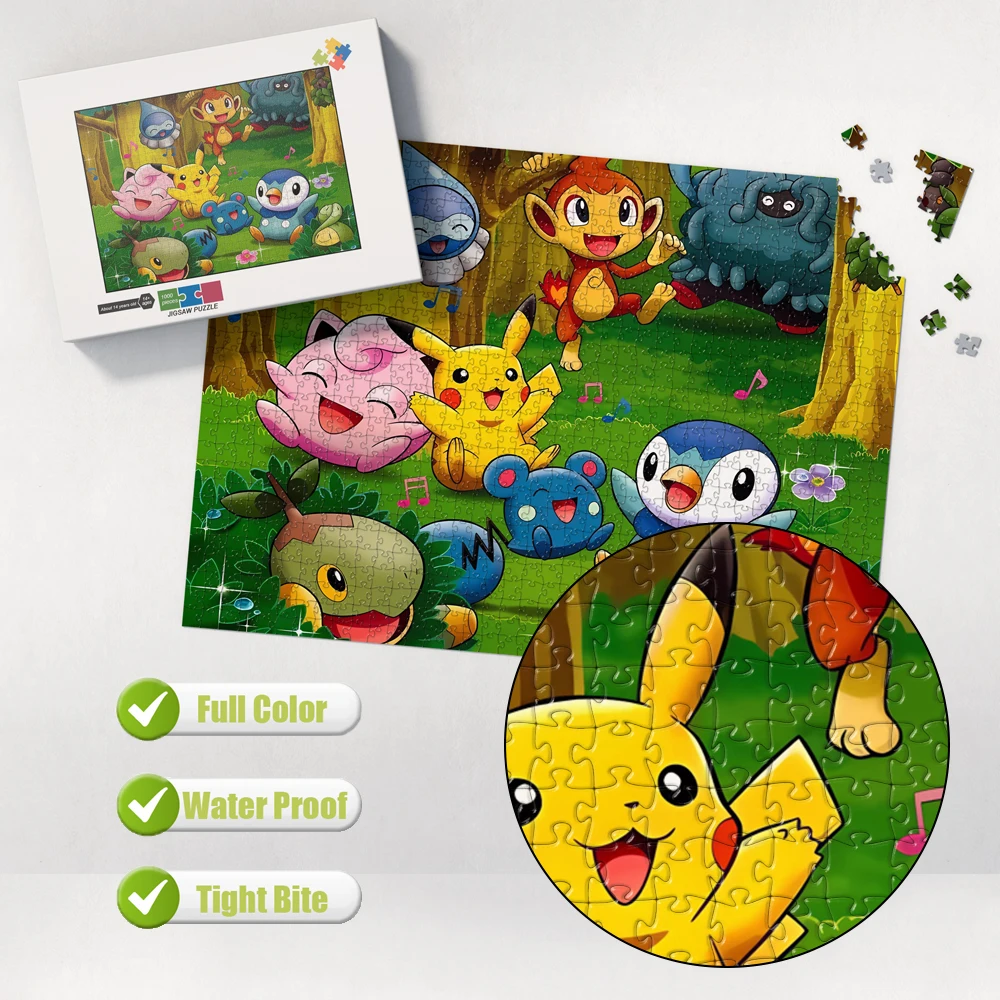 Pokemon In The Forest Cartoon Jigsaw Puzzle for Kids Family Casual Puzzle Game Montessori Educational Children's Toys Best Gift