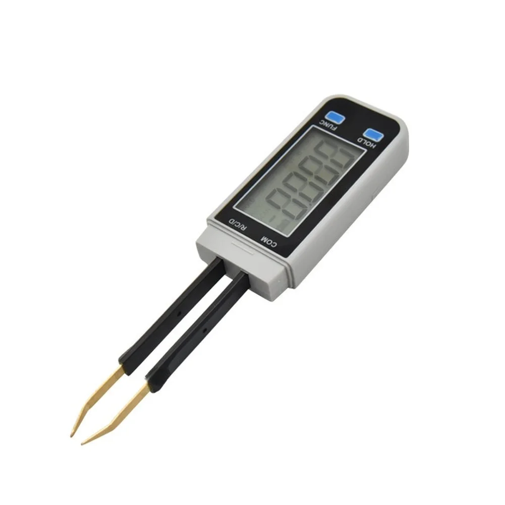 For SMD Tester Clip Gold Plated Tweezers For Diode Capacitor Resistor Testing With LCD Display Data Hold Automatic Power Off