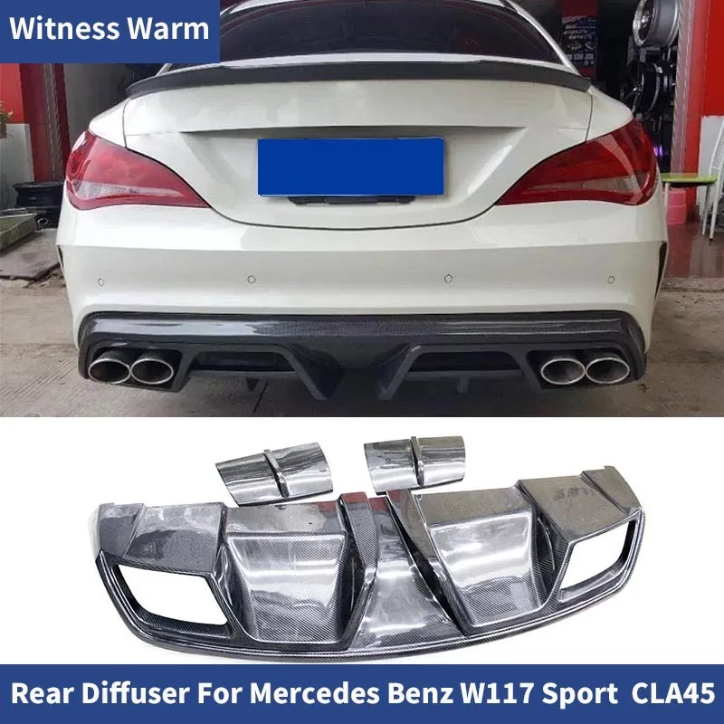 Carbon Fiber Rear Bumper Diffuser Tail Lip for Mercedes Benz Cla Class W117 Cla180 Cla200 Cla250 Cla260 Cla45 2014 - 2019 Frp