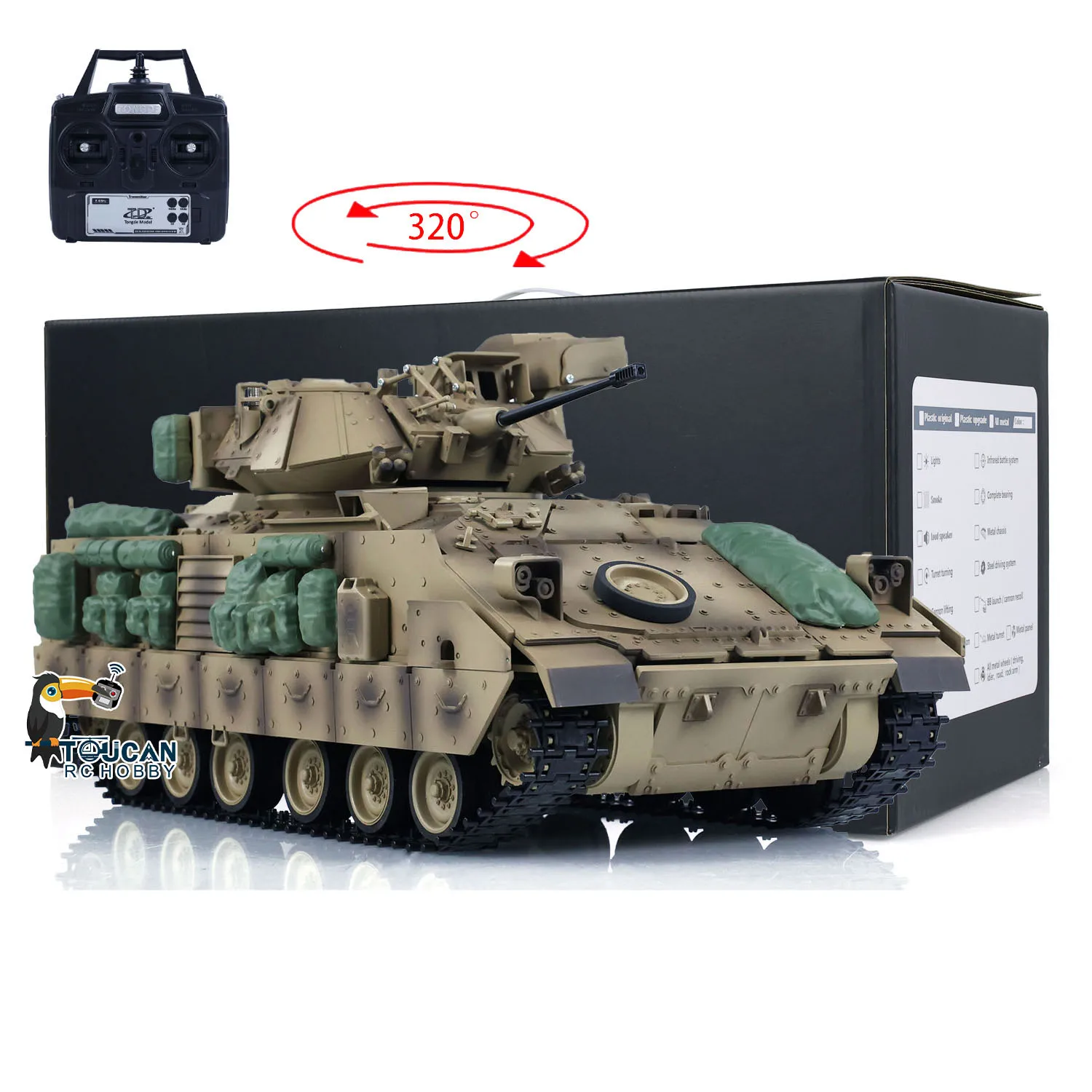 1/16 Tongde RC Battle TANK M2A2 Bradley บาร์เรลอินฟราเรดไฟฟ้าต่อสู้วิทยุควบคุมรถไม่มี BB Ready TO Run ของเล่น