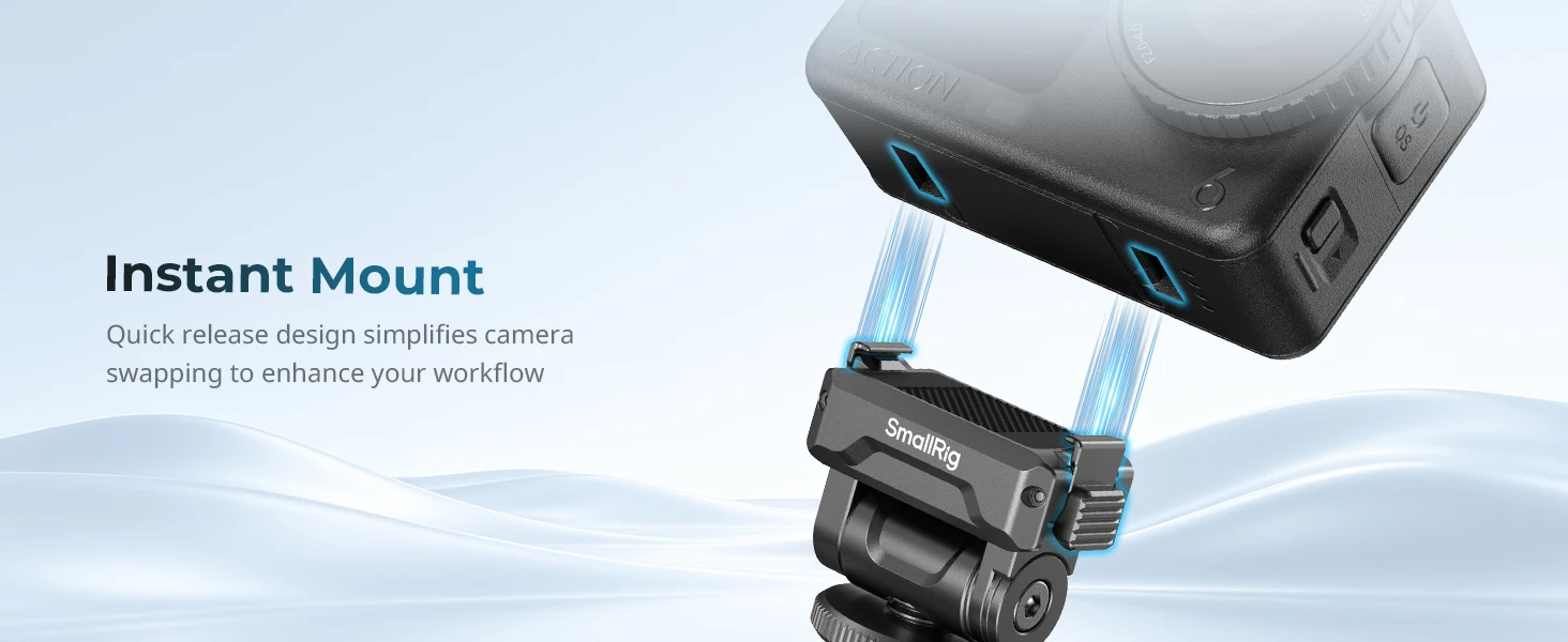 SmallRig Cold Shoe-Halterung für DJI Osmo Action 6 / Nano, mit Schnellverschluss-Halterung 160 ° Neigungsverstellbar mit 1/4"-20-Grad-Loch für Käfige – Detail 2