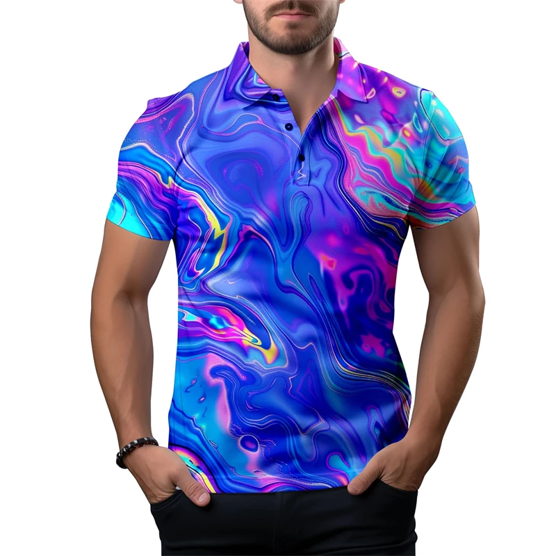 2024 New 3d Print Polo Shirt For Men New Summer Golf Polo Shirts Outdoor Short Sleeve Casual Hip Pop Tops Fashions Men Clothing