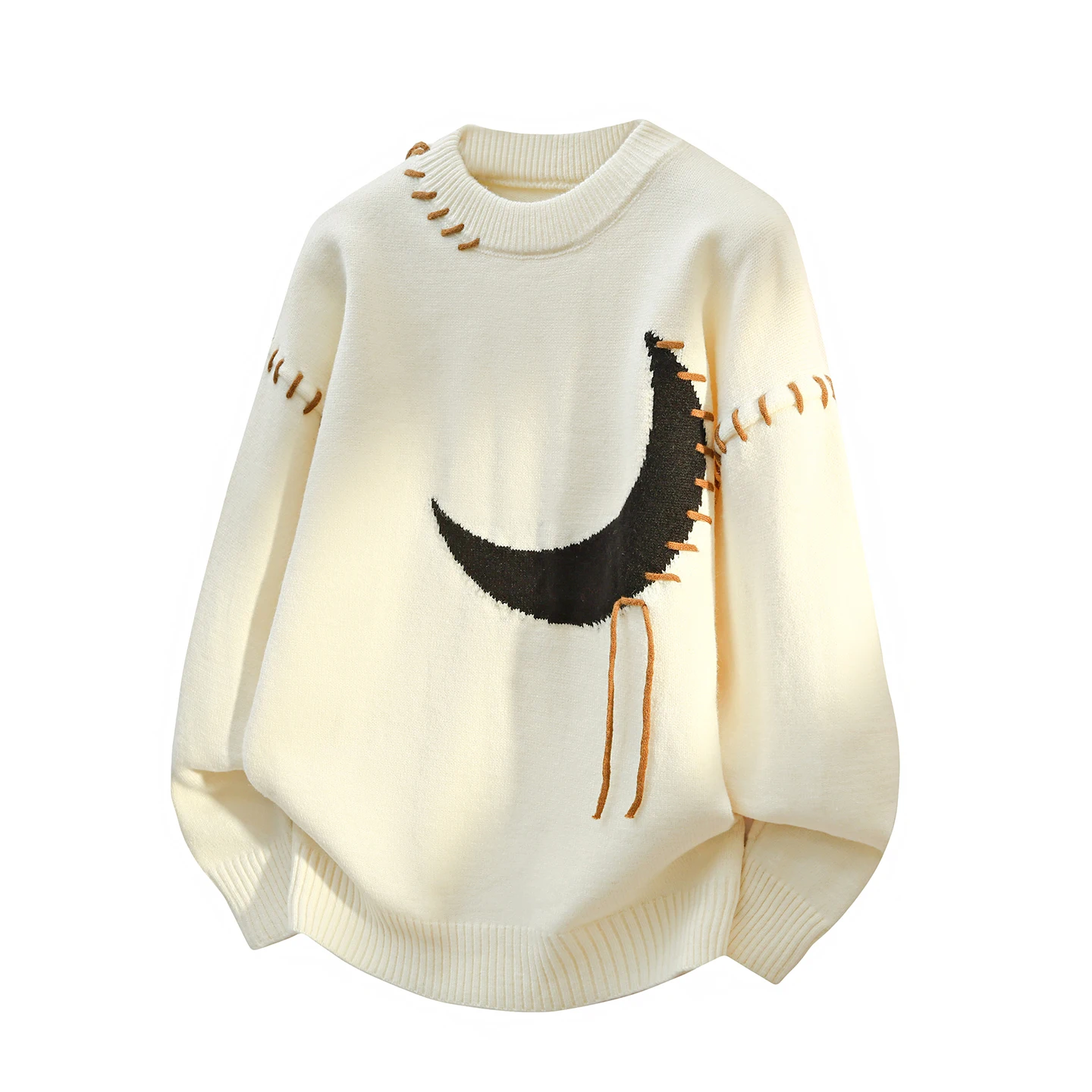 

Мужской вязаный свитер Thiened Lazy Style: теплый, с круглым вырезом, свободного кроя, модный, осенне-зимний, новинка, комфортный, из полиэстера.