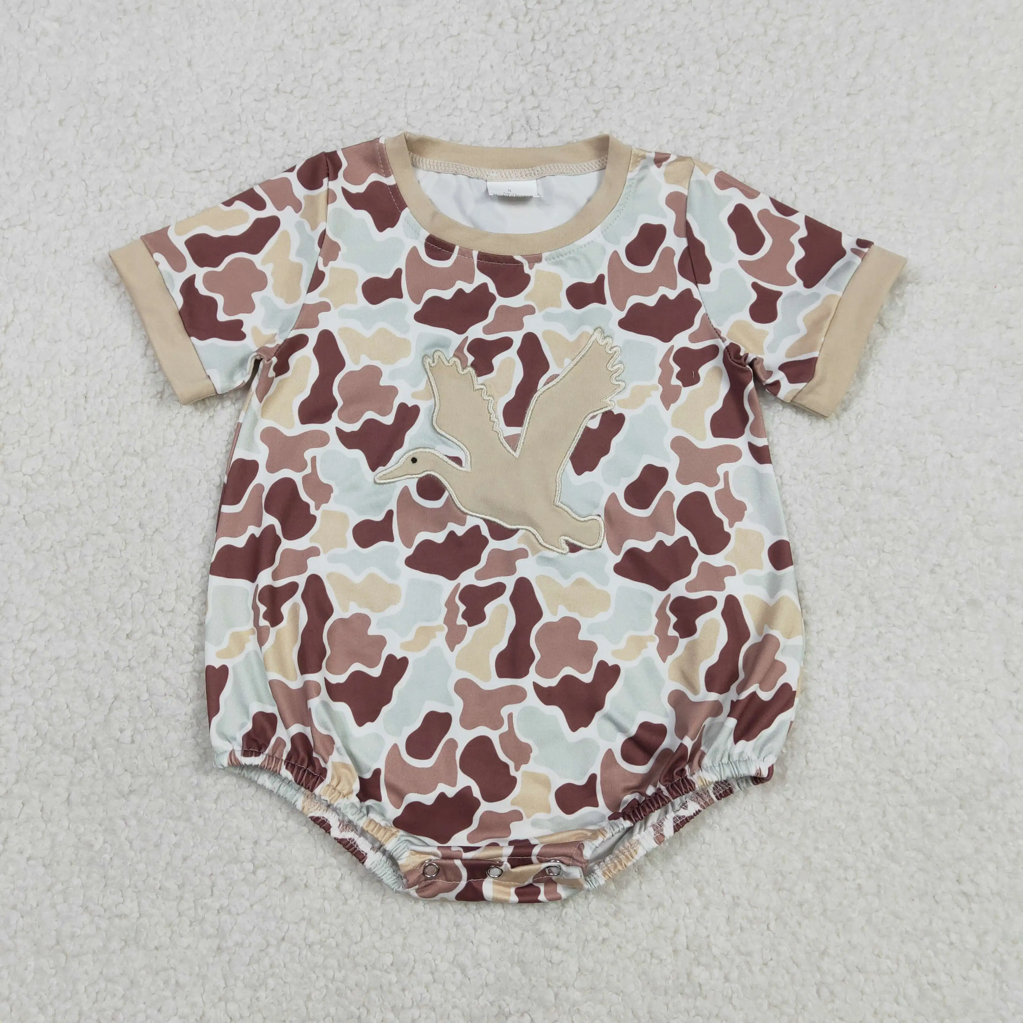 

NEW RTS Embroidery Ducks Baby Boys Southern Khaki Camo Hunting Rompers