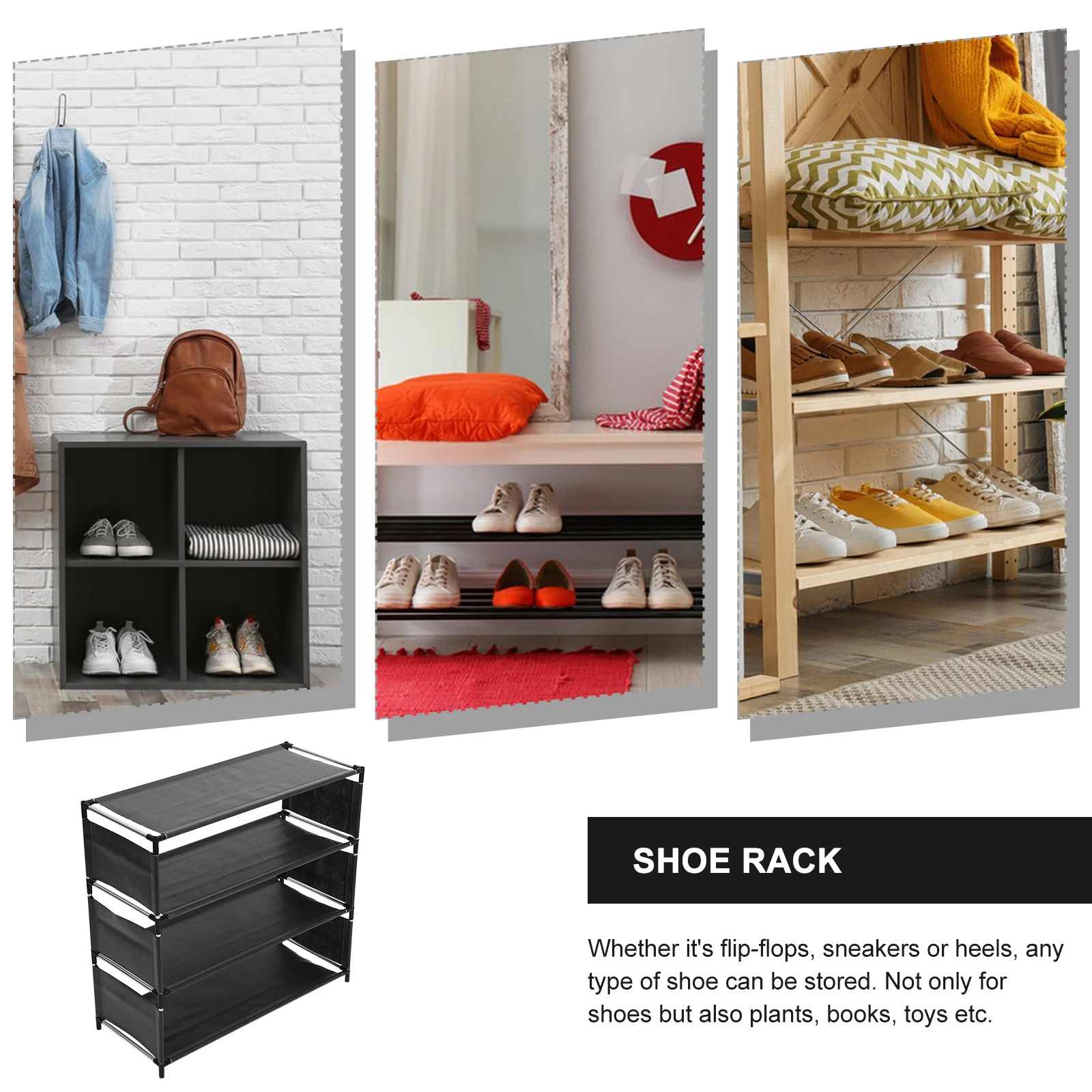 

Multi-Layer Dustproof Shoe Rack 4-Layer Galvanized Steel Tube Practical Storage Organizer Shoes Shelf for Entryway