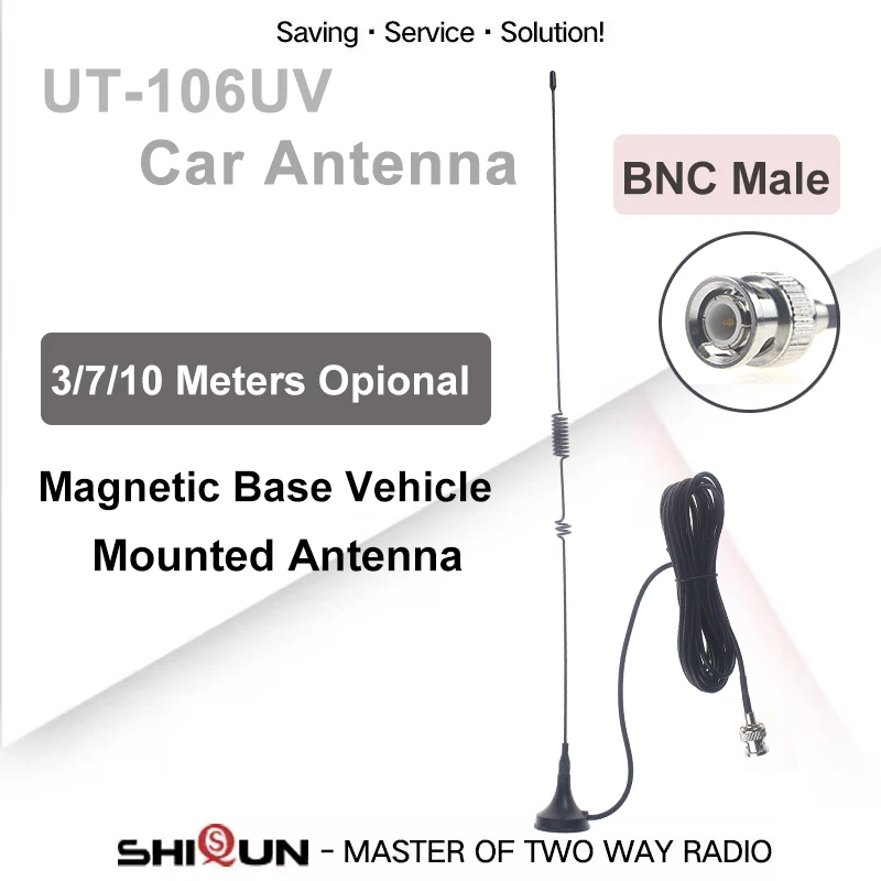 UT-106UV 자동차 안테나 BNC 마그네틱 에어리얼 듀얼 밴드 UHF VHF 400mhz-520Mhz 136-174 Mhz 워키토키 액세서리 라디오 ICOM 2300H 