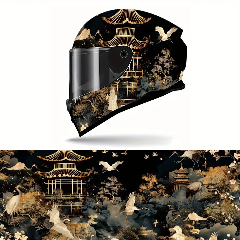 

Восточная эстетика, цветок и журавль, ПВХ, мотоциклетный шлем, виниловая пленка, самоклеящаяся водонепроницаемая наклейка, декоративная защита от царапин