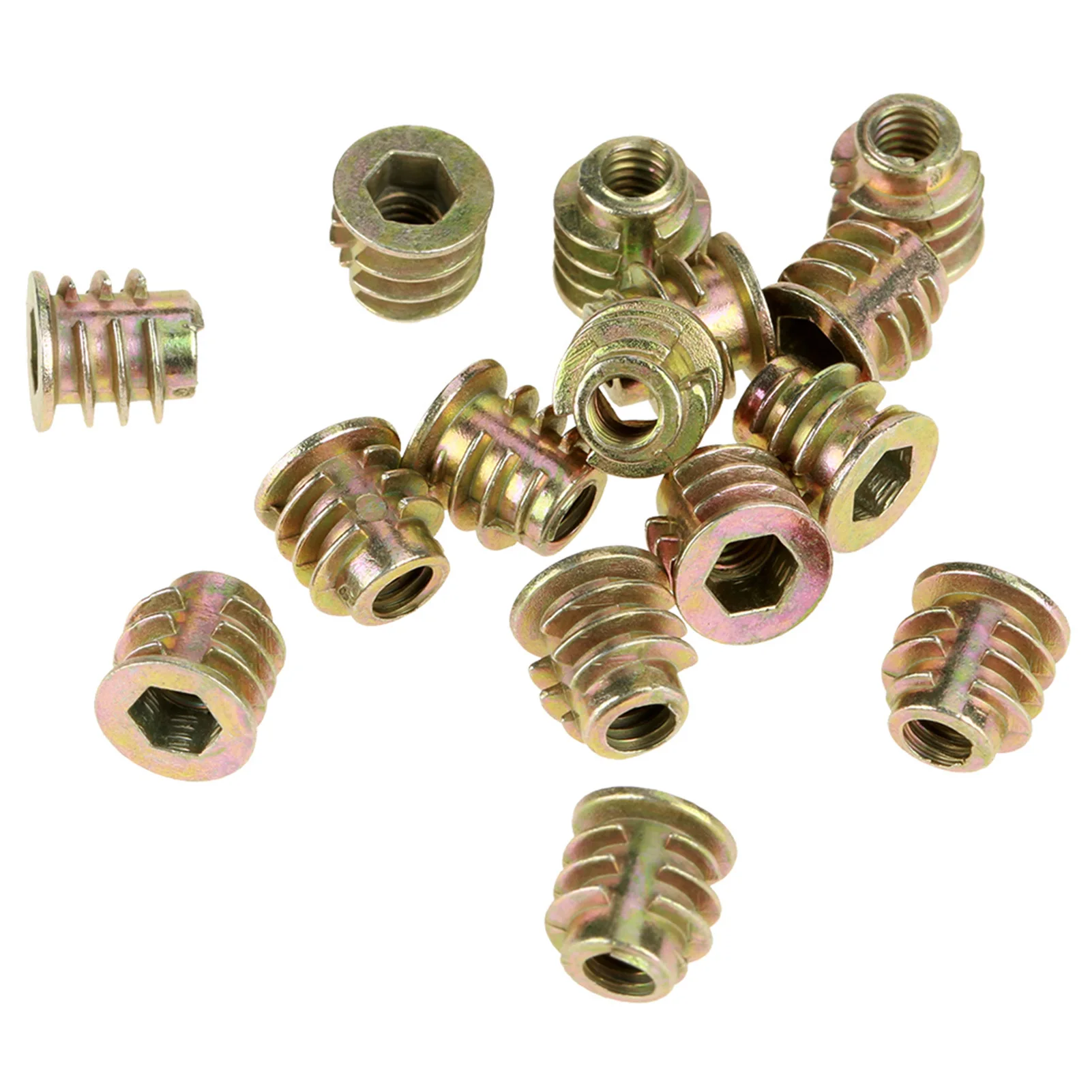 50Pcs M4*8mm Zinc Alloy Hex Drive Head Furniture Nuts Threaded for Wood Insert Nut