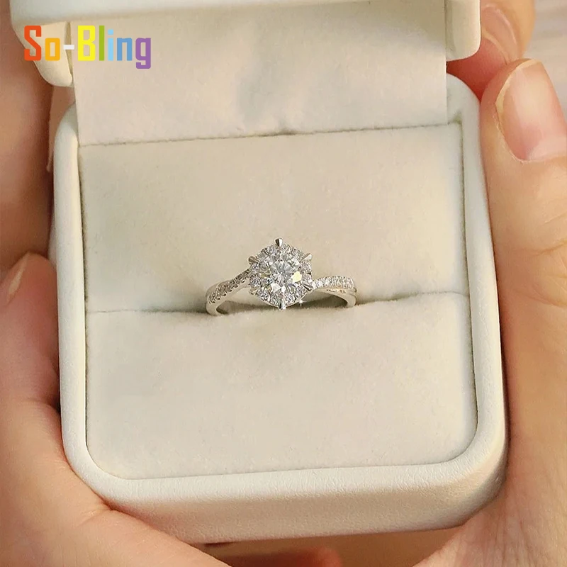 So-Bling 1/2ct 6.5/8 مللي متر D اللون VVS مويسانيتي الدائري للنساء S925 فضة مجوهرات تمرير الماس تستر العصابات الزفاف