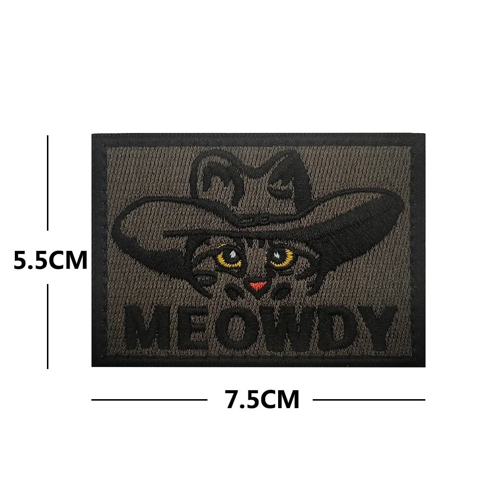 Brown Cowboy Cat ForTactical Shoulder Embroidery MEOWDY Cool Cat Patch For Shoulder Applique Sew-on