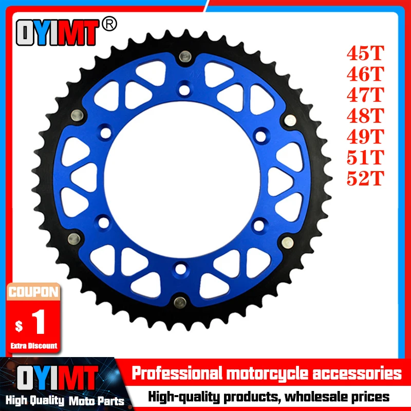 45T - 52T Motorcycle Rear Sprocket For YAMAHA WR125 YZ125 TTR230 WR250 YZ250 WR450 YZ450 WR400 YZ400 WR426 YZ426 WR YZ 400 F L