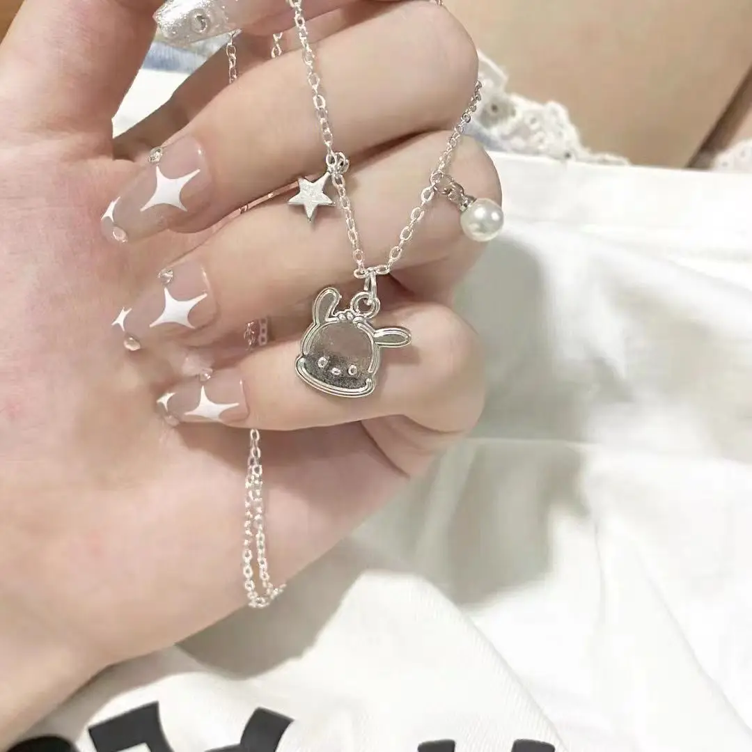 Kawaii Sanrio Pochacco Necklace Bell Bracelet Students Friend Sweet Gift Girl Heart Ornaments Handwear Ins Design Hand String