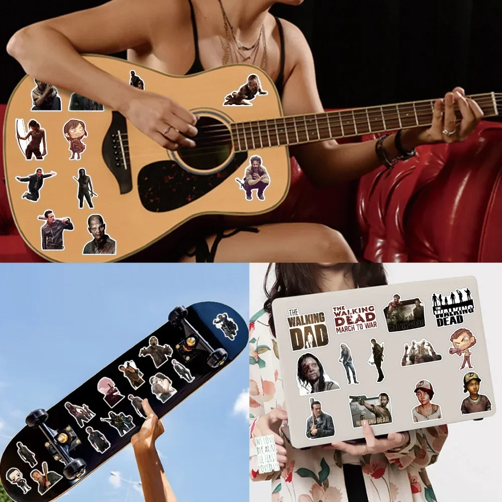 50 قطعة من المسلسلات التلفزيونية The Walking Dead Cartoon Cool Graffiti ملصق ديكور كوب ماء سكيت دفتر هدايا مقاومة للماء