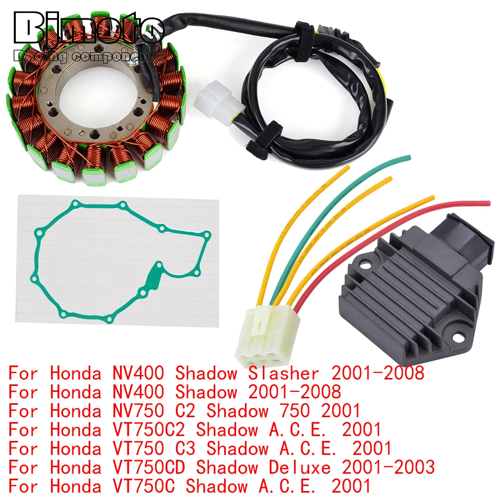 For Honda NV400 NV750 VT750 C C2 C3 CD Shadow Slasher A.C.E. Deluxe With Gasket Engine Stator Coil+Voltage Regulator rectifier