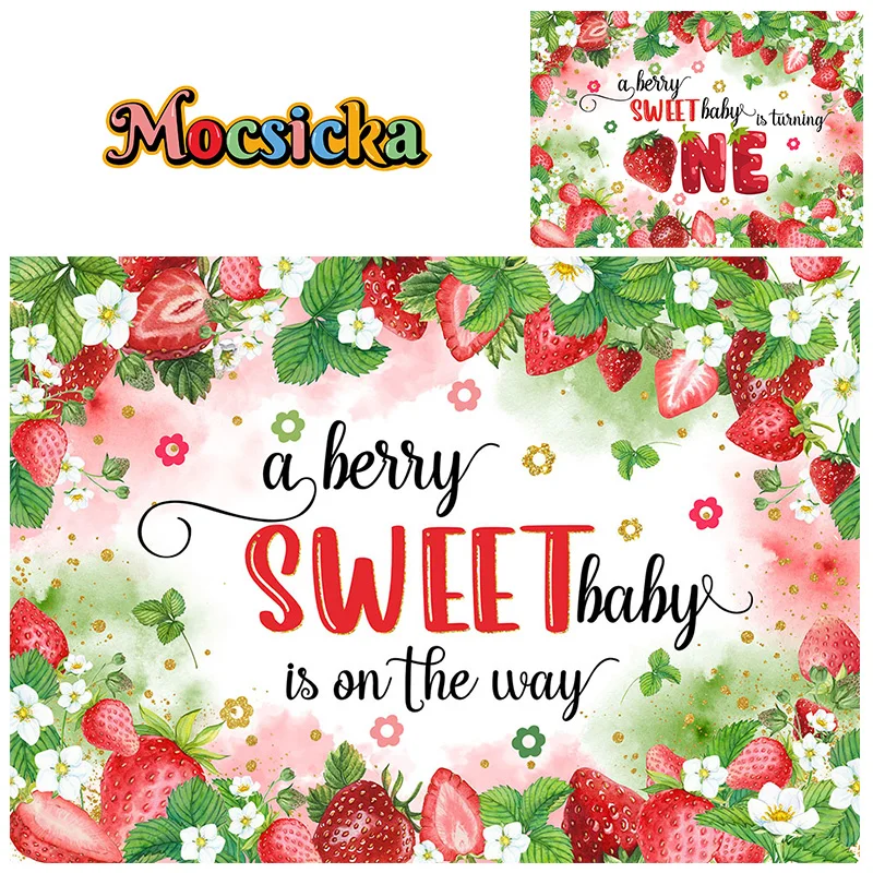 

Mocsicka Photography Background Sweetheart Girl 1 St Happy Birthday Party Strawberry Backdrop Cake Smash Kids Indoor Banner