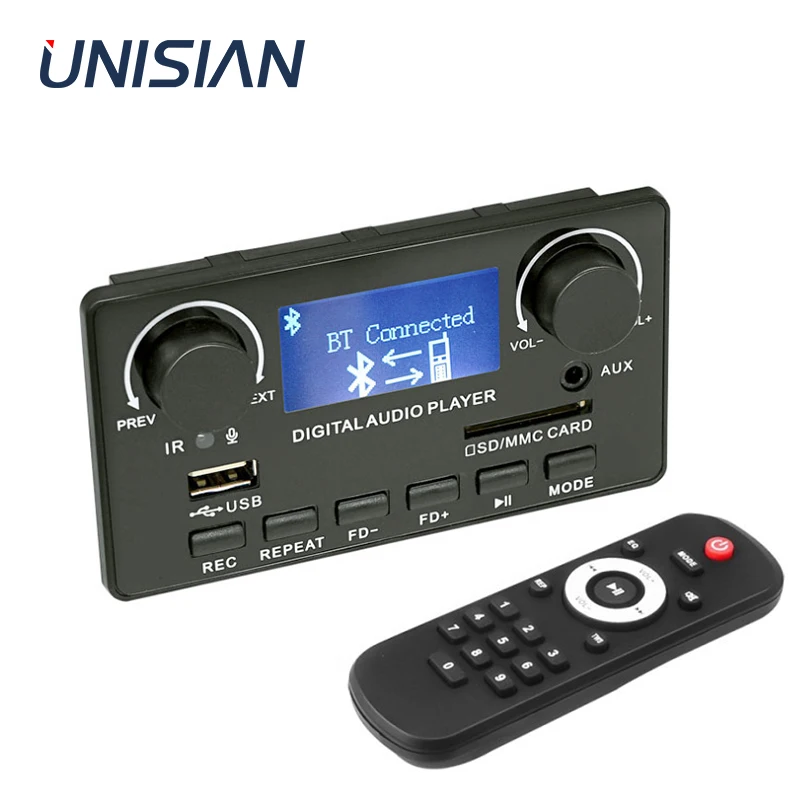 

UNISIAN Digital Audio Decoder Board with LCD Bluetooth Calling Recording FM AUX USB SD MP3 Player Module