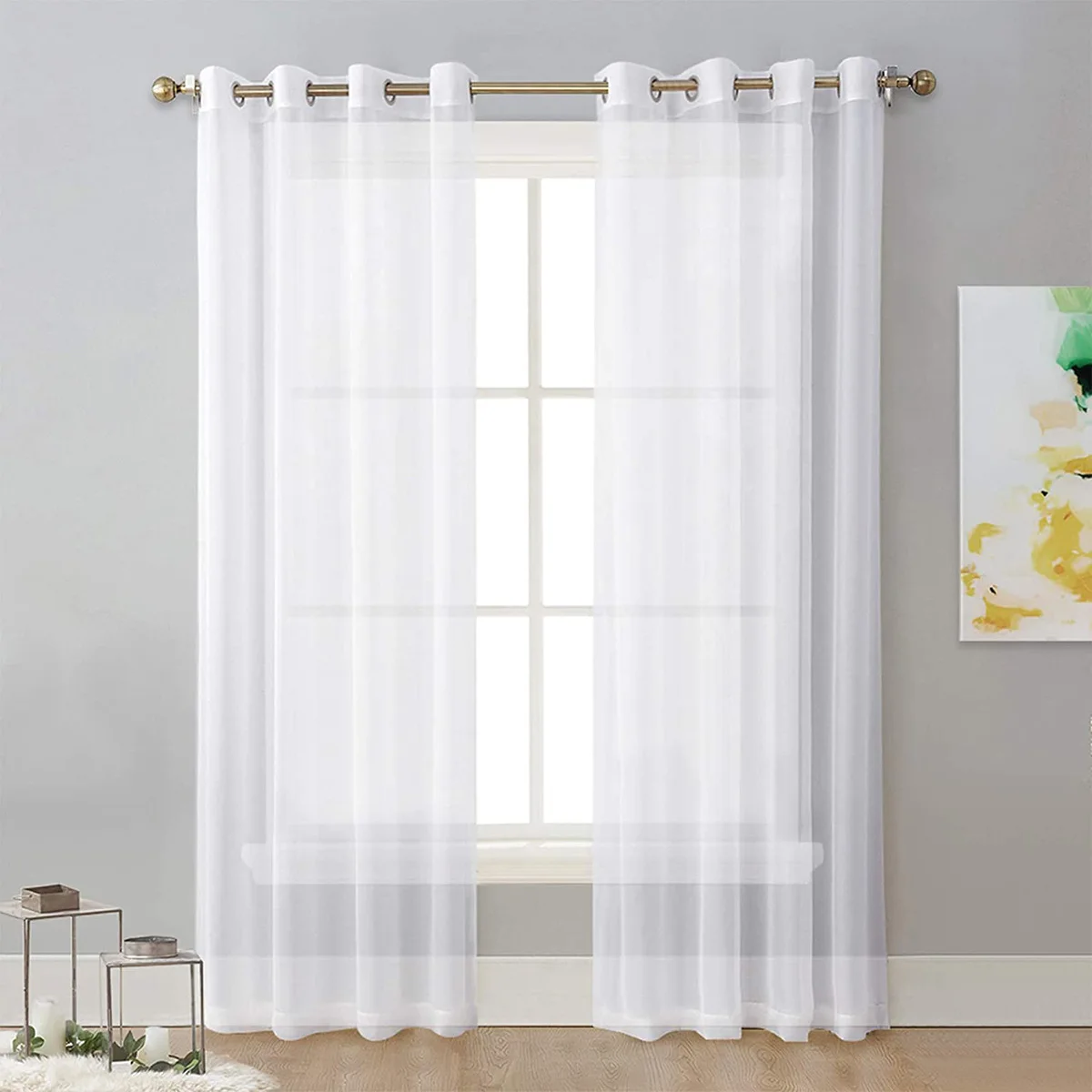 Solid Color Punch Hole Semi-Blackout Curtains Window Sheers for Living Room Bay Window and Balcony Decoration
