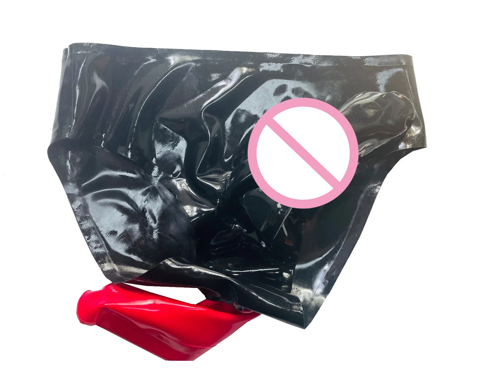 

Latex gummi briefs with two handmade sheath men latex underwear 0.4mm