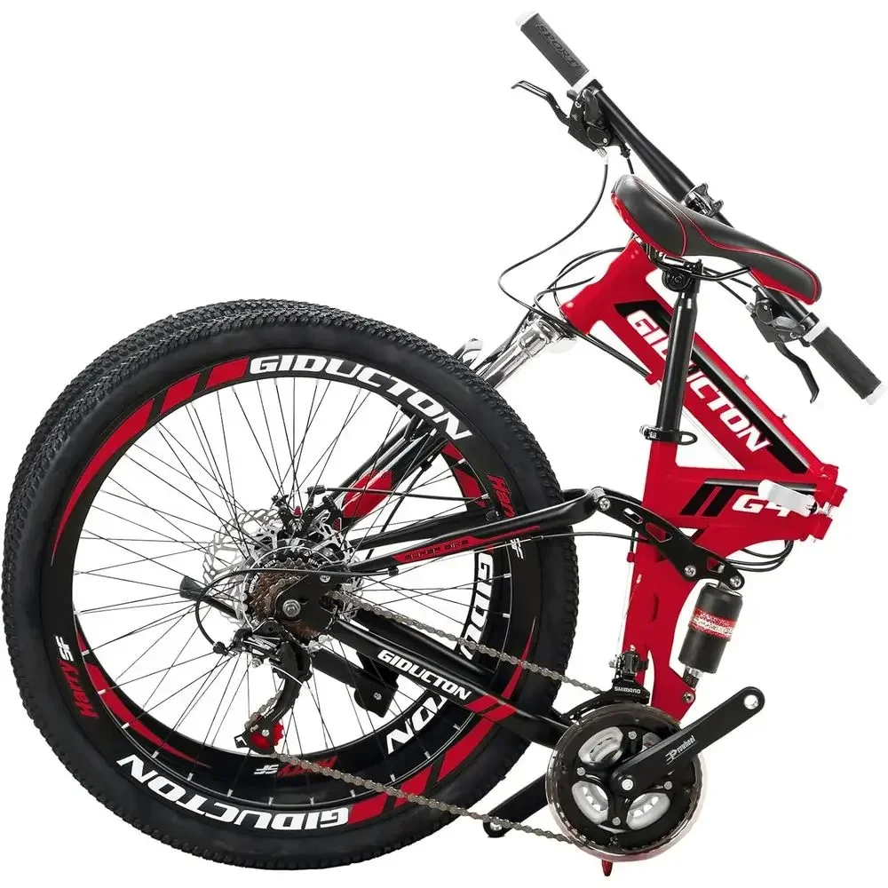 

Adults 26 21-Speed Full Suspension Dual Disc Brake Mountain Bike (Red)