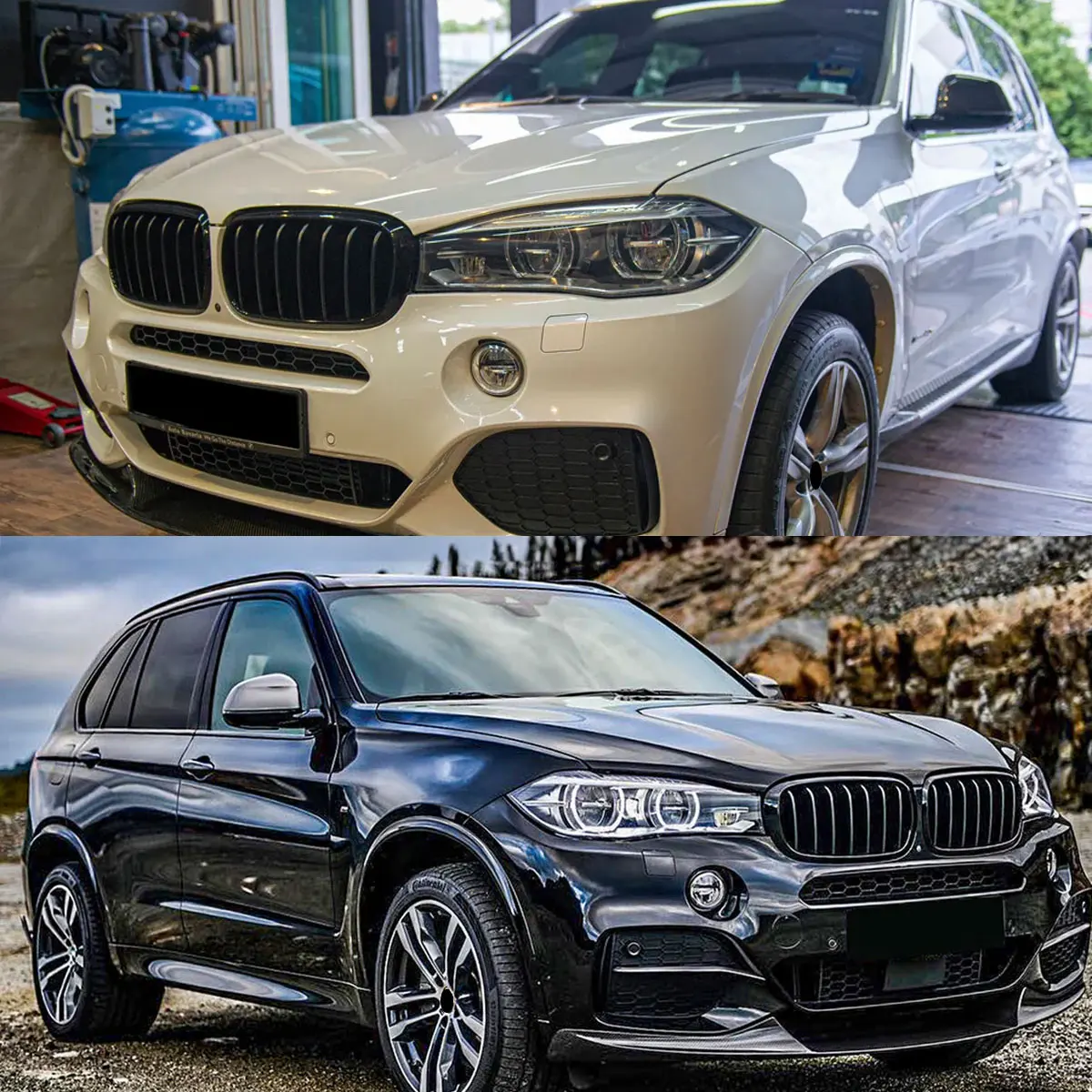 Front-Kühlergrill Sport-Design für BMW F15 X5 F16 X6 Diesel SUV 2014 2015 2016 2017 Mesh Racing Grill Glänzend Schwarz Zubehör