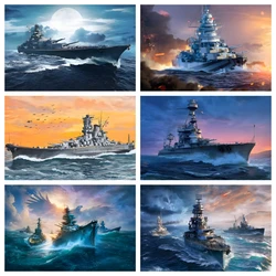 Warships 5D Diamond Painting Military Ship Diy Diamond Embroidery Rhinestone Cross Stitch Art Home Wall Decor Military Fans Gift