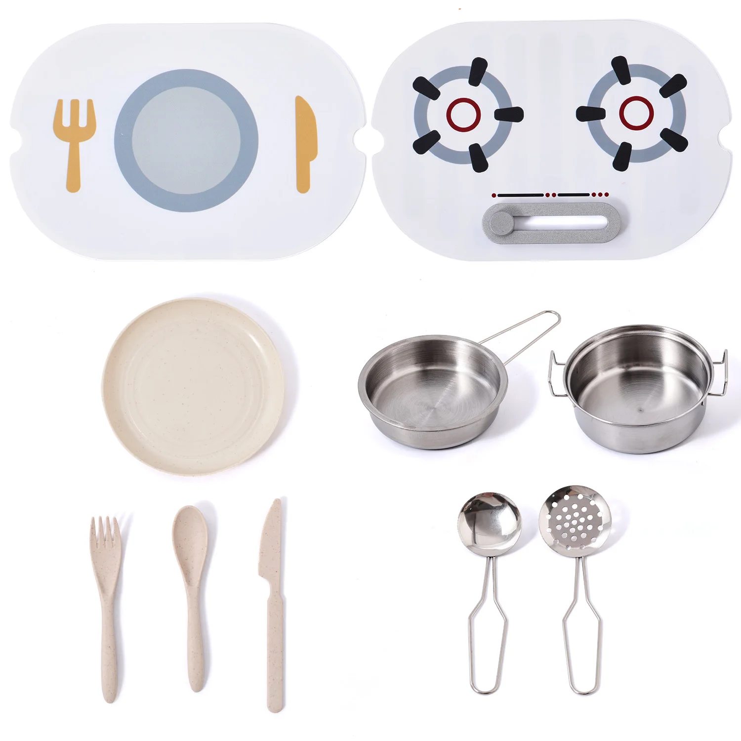 مجموعة ألعاب المطبخ الخشبية للأطفال، ملحقات المطبخ - سطح المطبخ، صينية الخبز، لوح التقطيع، لعبة المطبخ للأولاد والبنات هدية قديمة من 3 إلى 6 سنوات