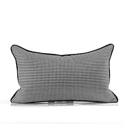 50x30cm Metal buckle waist pillow case sofa decorative black white back cushion cover rectangle lumbar pillow cover backrest