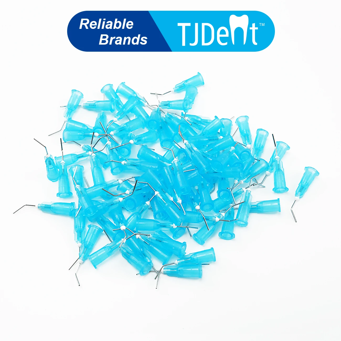 TJDent 100Pcs/Bag Dental Pre Bent Dispensing Tips Etchant Resin Flow Composite Needle Tip Disposable Applicator Reagent Syringe