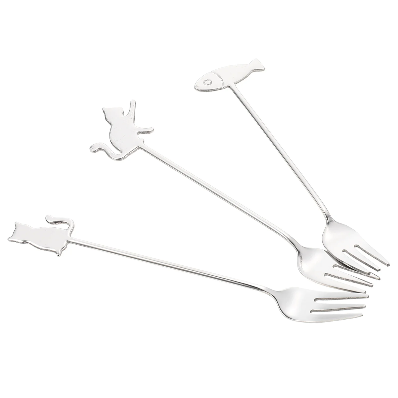 

3pcs CatForkSetStainlessSteelMultiFunctionFruitCakeDessertAdorableTablewareDelicateFoodForkReusableDailyLifeParty