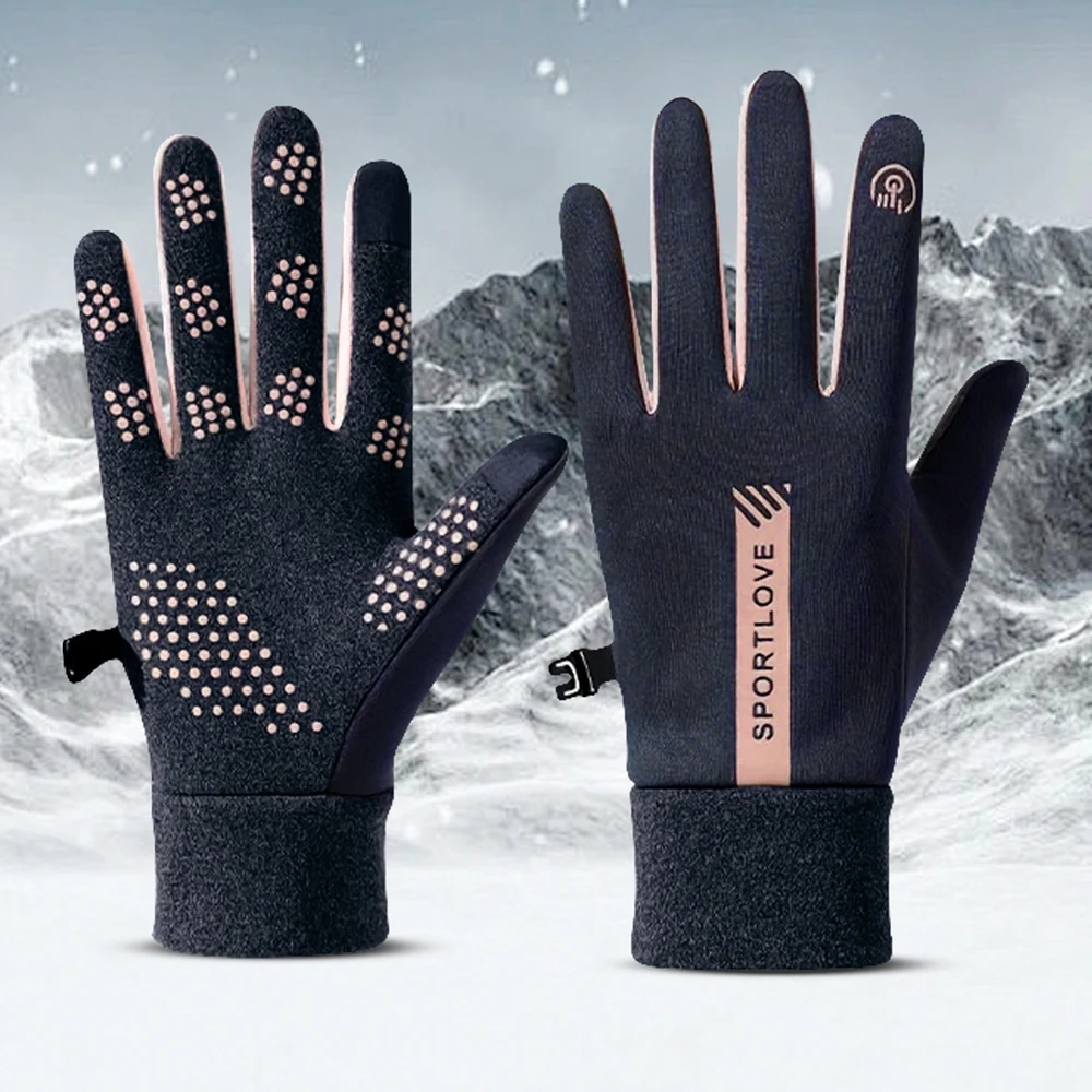 1Pair Winter Waterproof Windproof Non-slip Touch Screen Warm Gloves, For Outdoor Cycling, Driving, Skiing