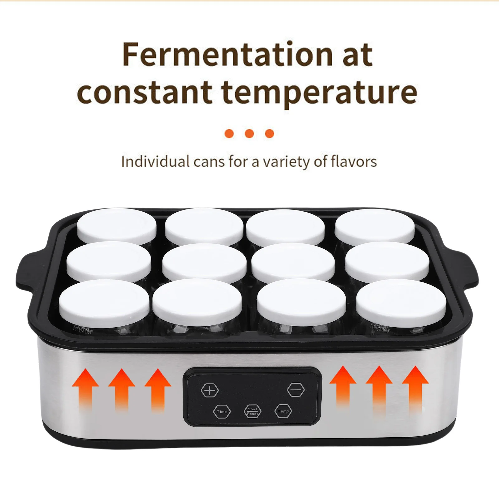 110V/220V Automatic Yogurt Maker 0-48h Timer Adjustable Temperature Yogurt Maker Ice Cream Pudding Maker with 12 Pcs 180ml Cups