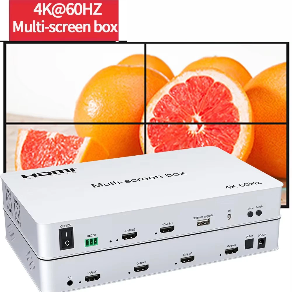 HDMI 4K@60Hz Multi-Screen-Box Ohne Verzerrung RS232 Video-Wall-Controller 2x2 1x2 1x3 1x4 TV-Splicer Prozessor PIP Rahmenanpassung