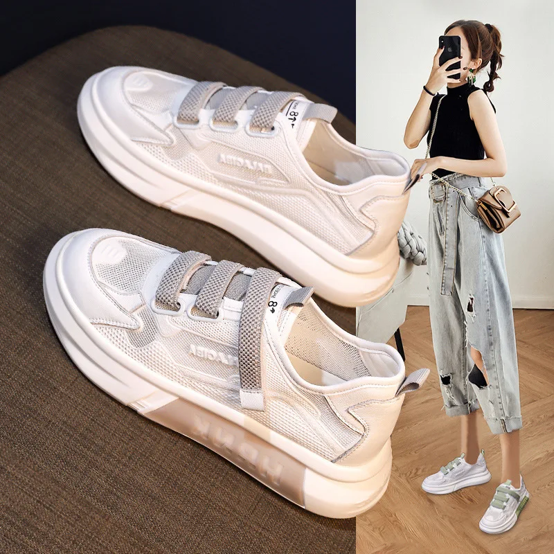 Zapatillas Platform Women Sports Shoe AutumnNew Versatile Casual Shoe Breathable Board Shoe Mesh Women Shoe Vulcanize Shoe Tenis