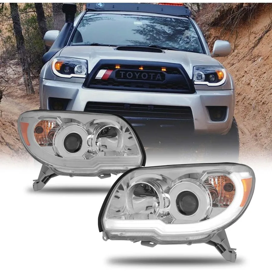 

For 20062009 4Runner LED Daytime Running Lights Projector Headlights with Chrome Finish High Brightness and Durable Design for